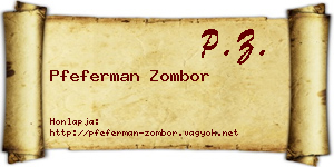 Pfeferman Zombor névjegykártya